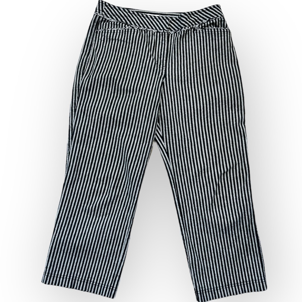 LOFT Ann Taylor cropped striped pants, cotton, wide leg, size 6